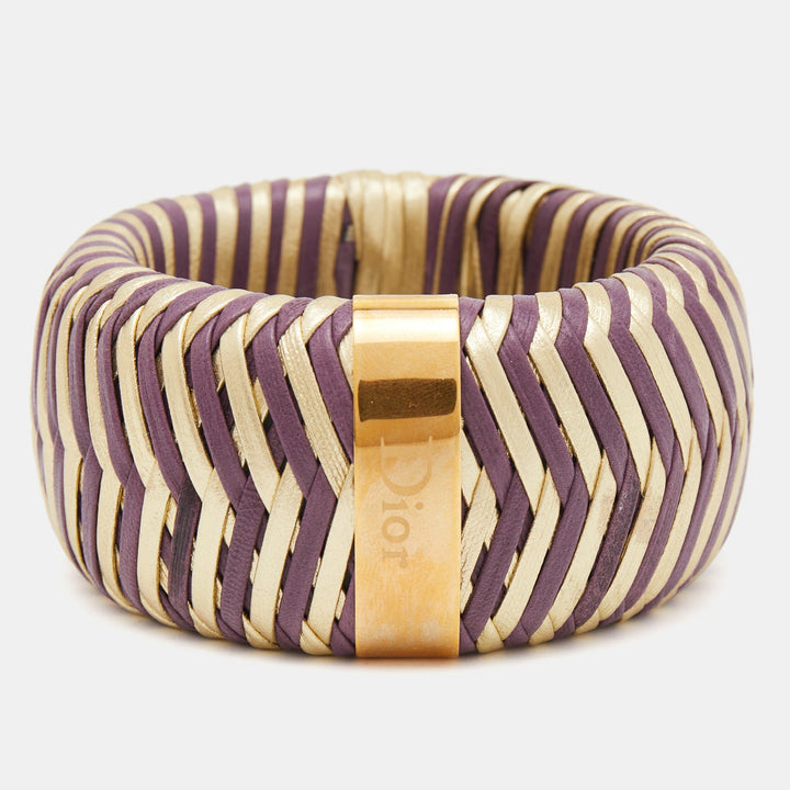 Top quality Dior Bicolor Leather Gold Tone Bracelet