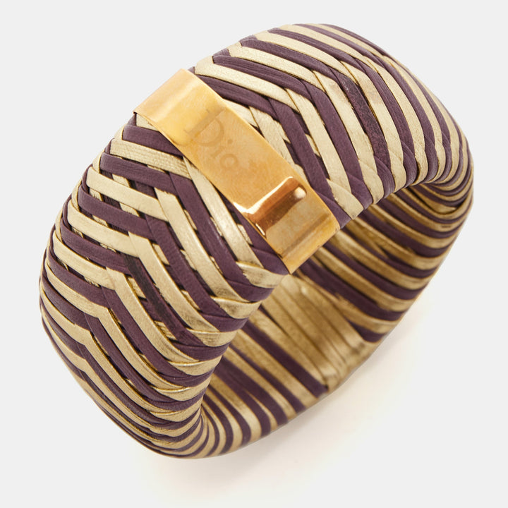 Top quality Dior Bicolor Leather Gold Tone Bracelet