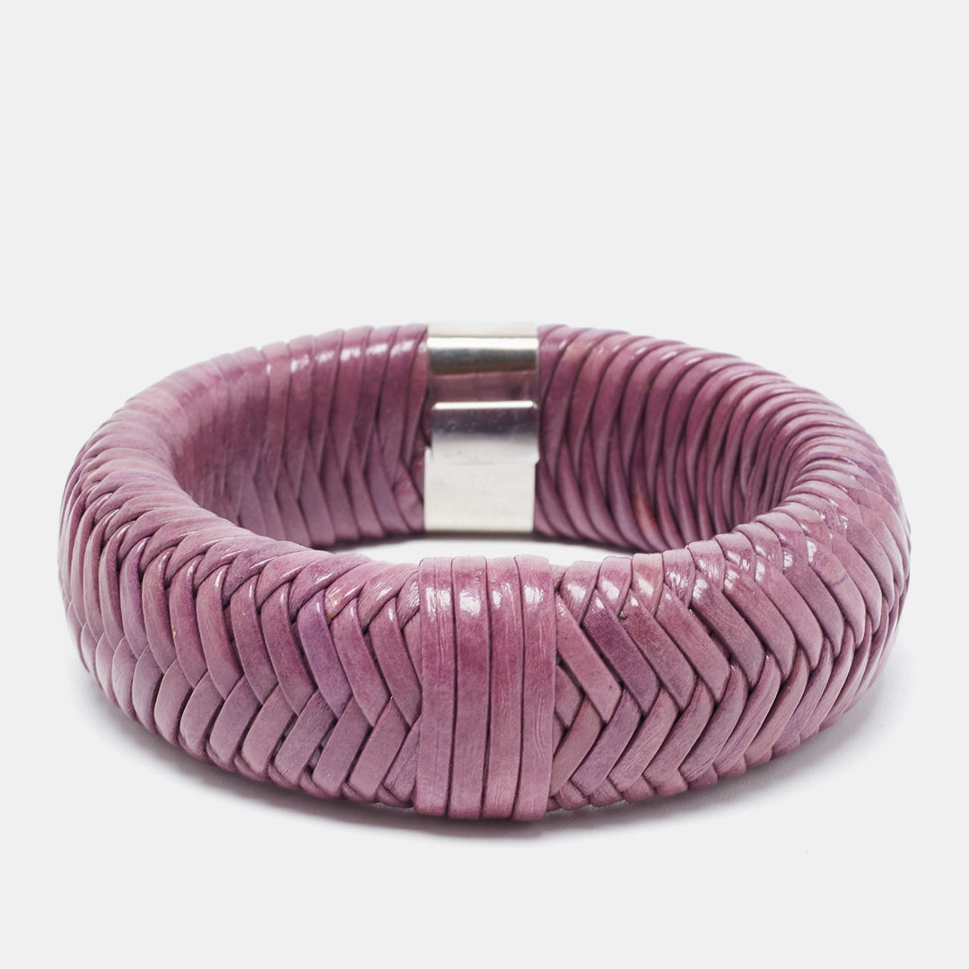 Top quality Dior Leather Silver Tone Wide Bracelet