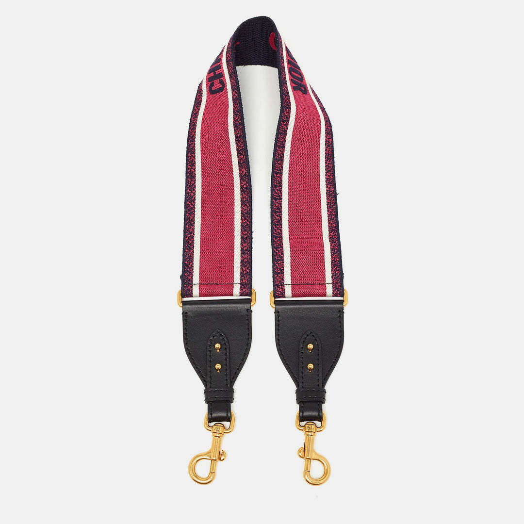 Top quality Dior Navy Blue/Pink Canvas and Leather Shoulder Bag Strap