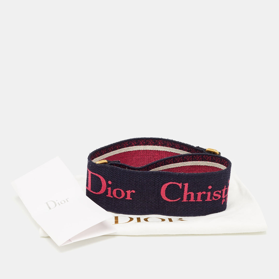 Top quality Dior Navy Blue/Pink Canvas and Leather Shoulder Bag Strap