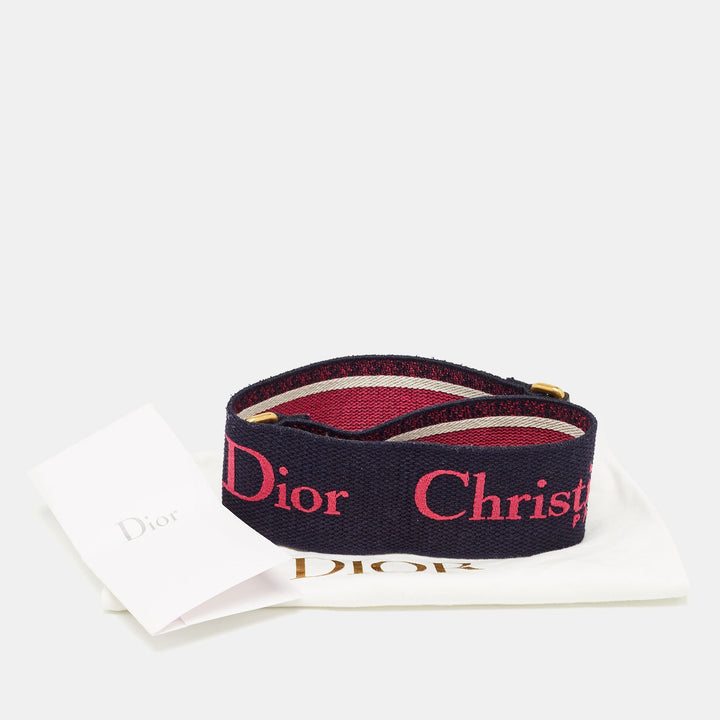Top quality Dior Navy Blue/Pink Canvas and Leather Shoulder Bag Strap