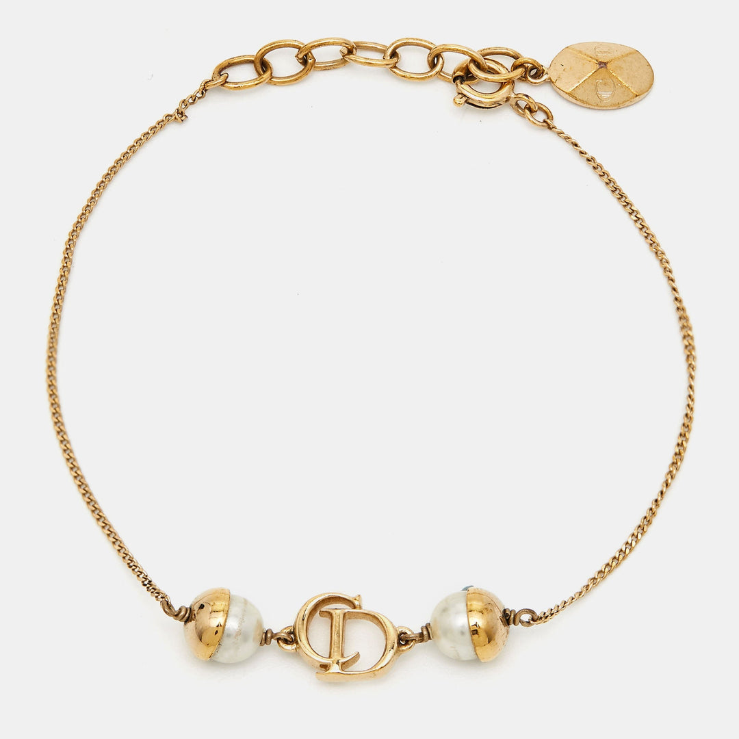 Top quality Dior Mise en  Faux Pearl Gold Tone Bracelet