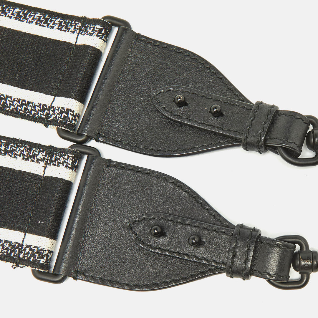 Top quality Dior Black Logo Embroidered Canvas Book Shoulder Bag Strap