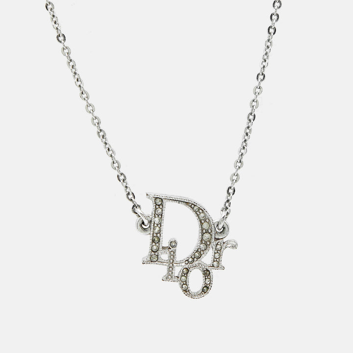 Top quality Dior Oblique Crystal Silver Tone Necklace