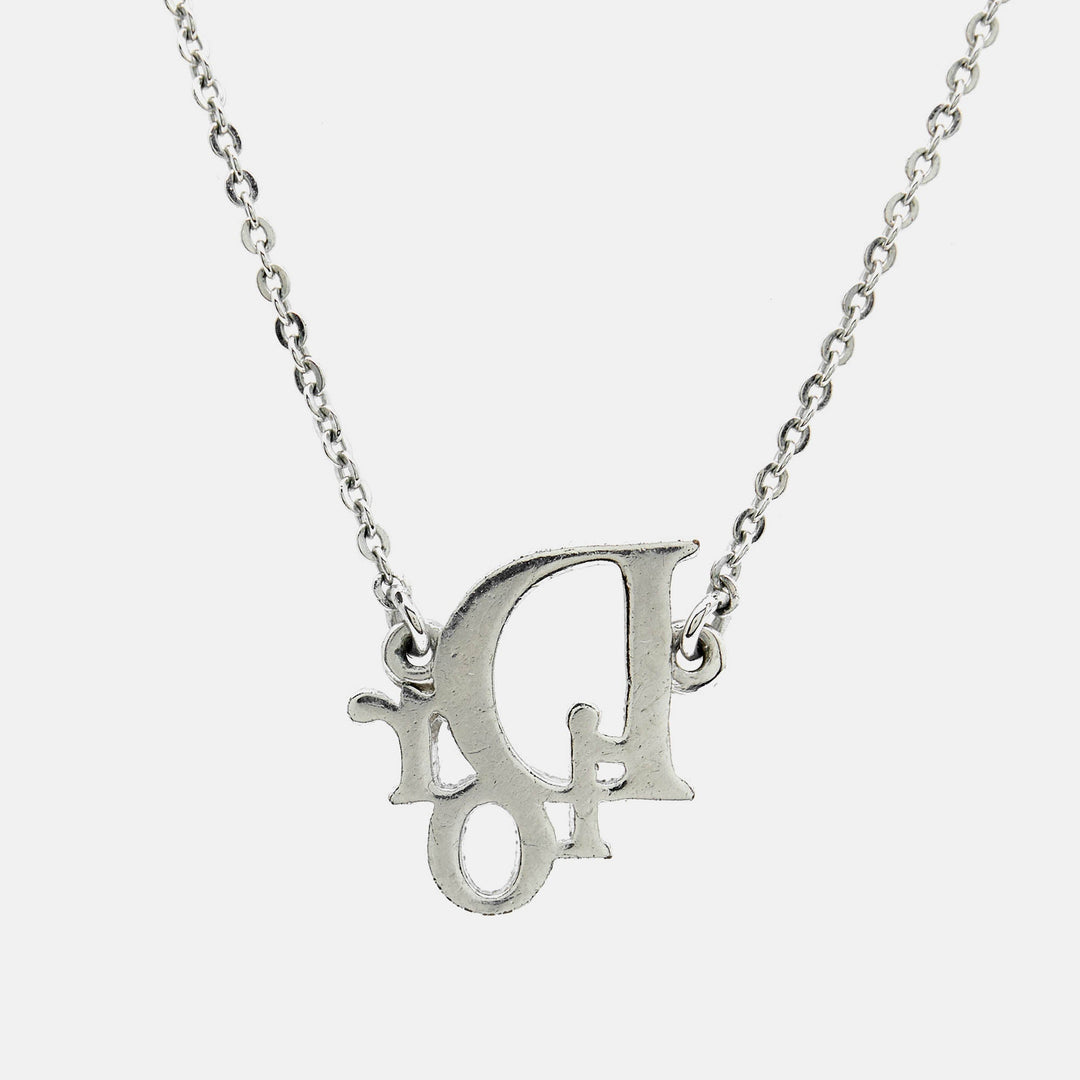 Top quality Dior Oblique Crystal Silver Tone Necklace