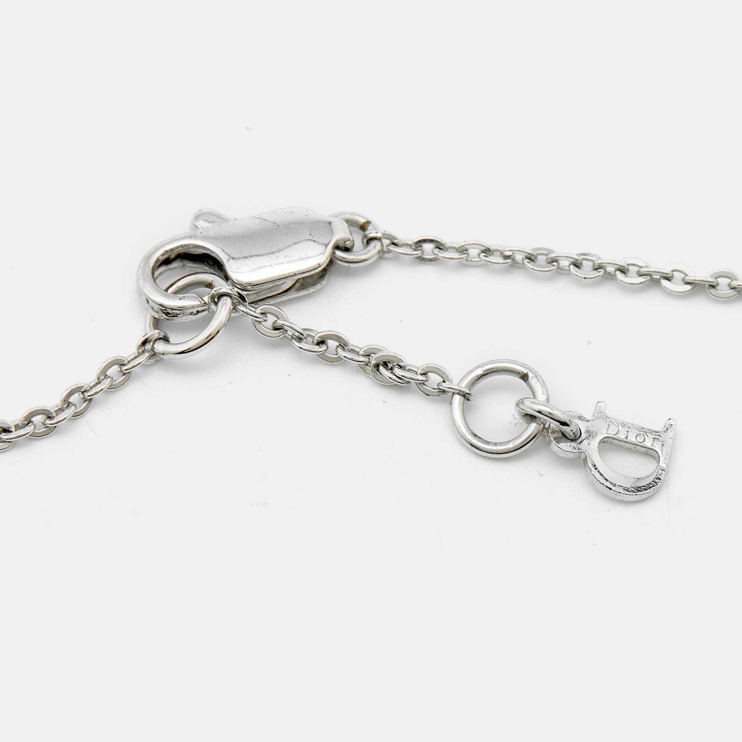 Top quality Dior Oblique Crystal Silver Tone Necklace