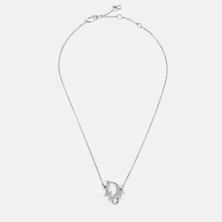 Top quality Dior Oblique Crystal Silver Tone Necklace