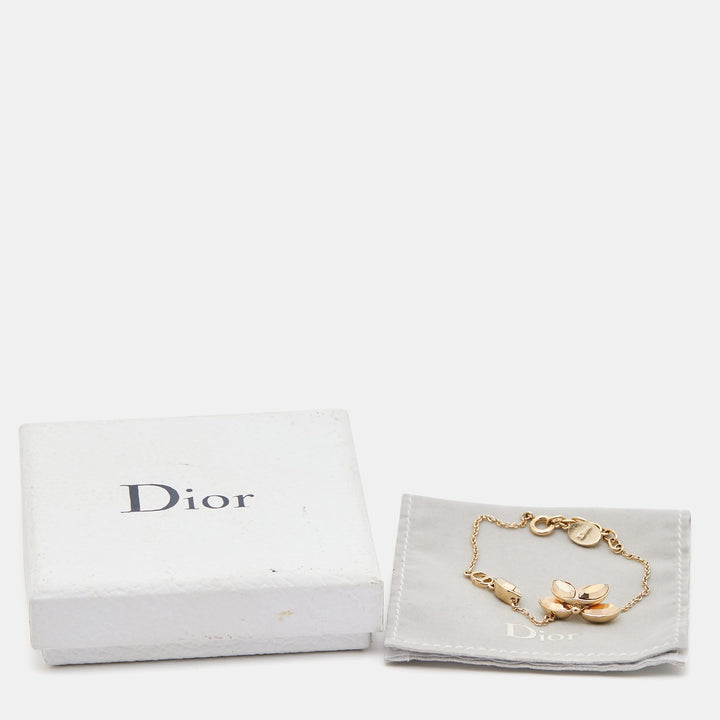 Top quality Dior Floral Crystals Gold Tone Bracelet