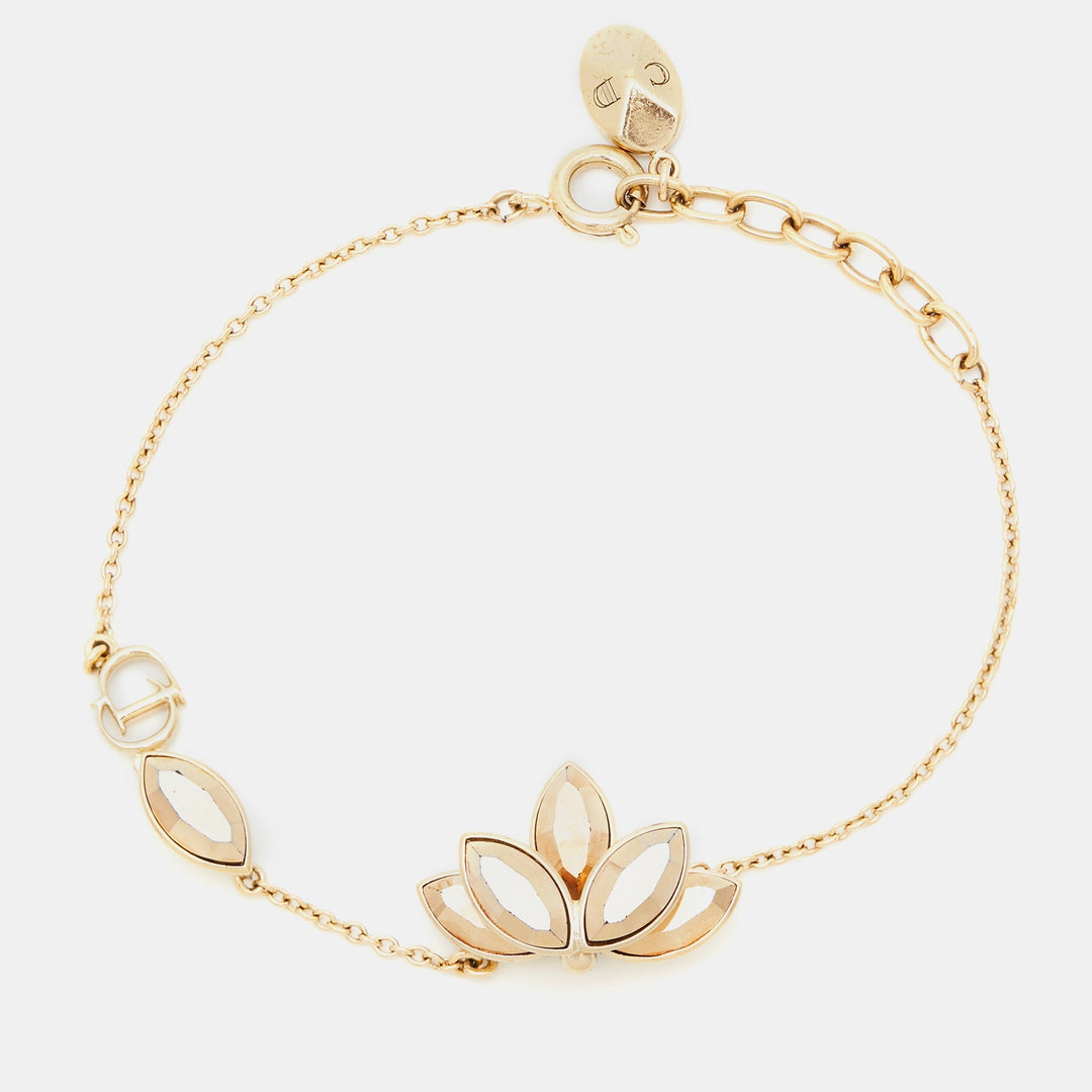Top quality Dior Floral Crystals Gold Tone Bracelet