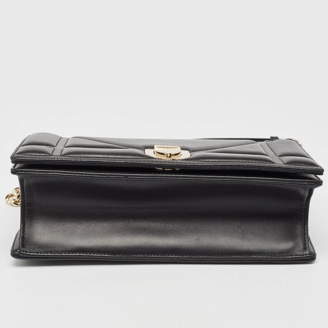 Top quality Dior Black Leather Medium ama Flap Shoulder Bag