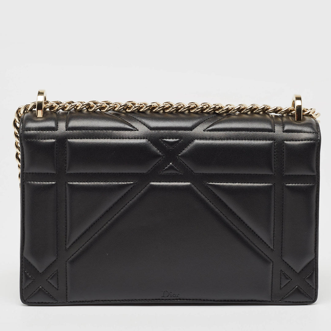 Top quality Dior Black Leather Medium ama Flap Shoulder Bag