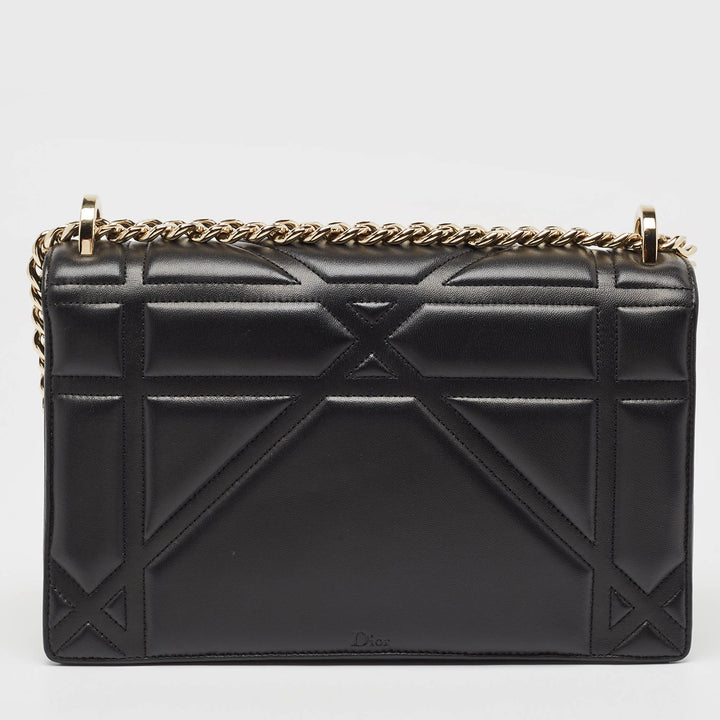 Top quality Dior Black Leather Medium ama Flap Shoulder Bag