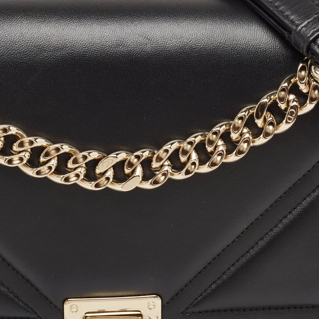 Top quality Dior Black Leather Medium ama Flap Shoulder Bag