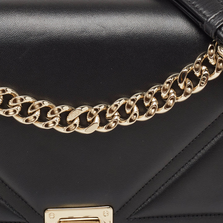 Top quality Dior Black Leather Medium ama Flap Shoulder Bag