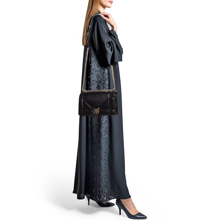 Top quality Dior Black Leather Medium ama Flap Shoulder Bag