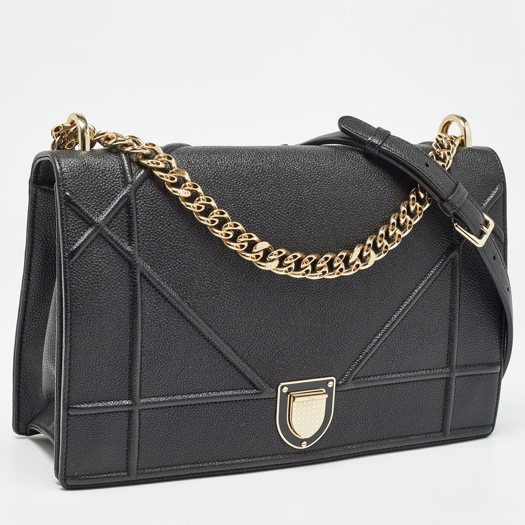 Top quality Dior Black Leather Large ama Flap Shoulder Bag