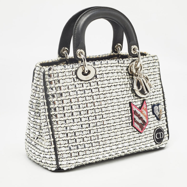 Top quality Dior Black/Silver Tweed and Leather Small issimo Patch Tote