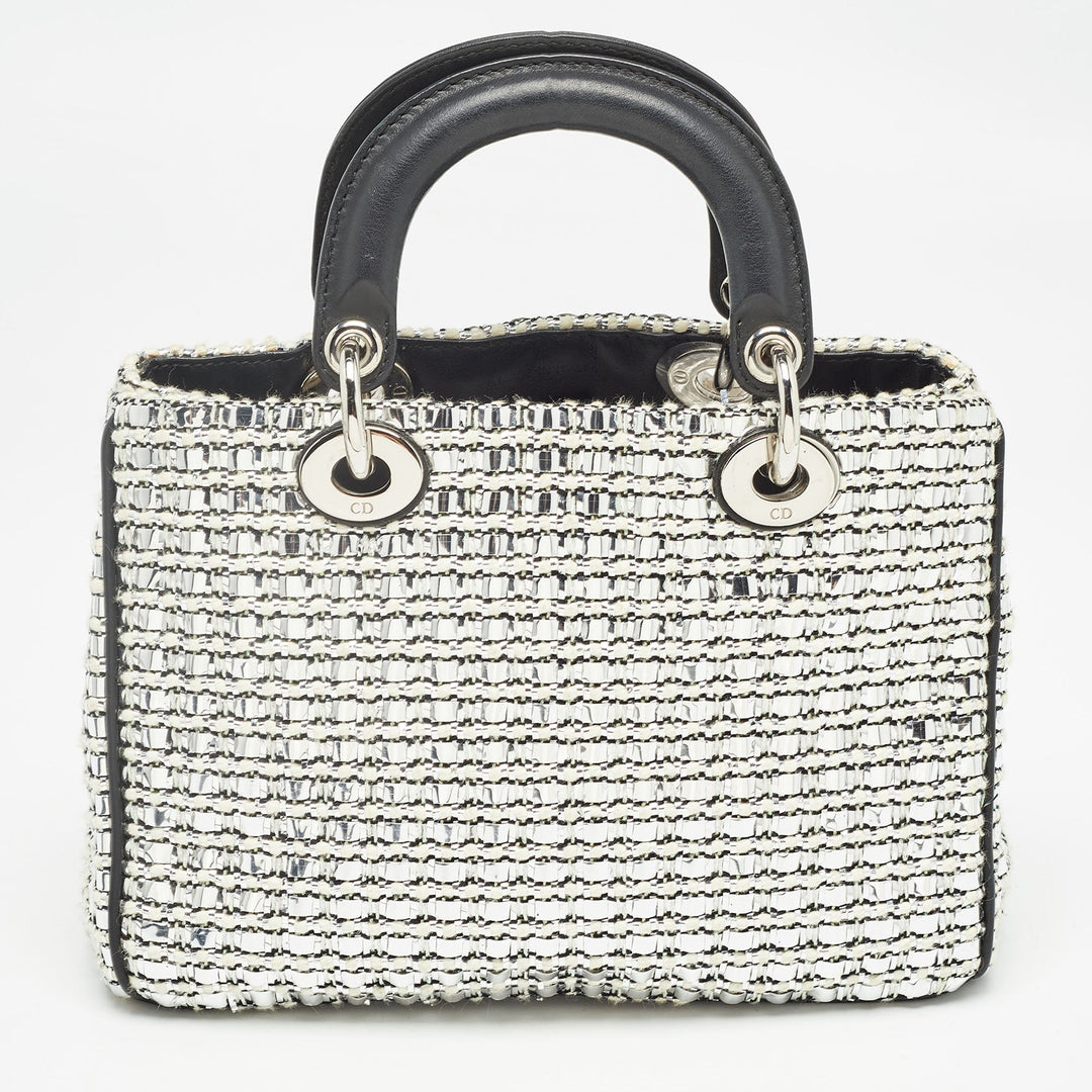 Top quality Dior Black/Silver Tweed and Leather Small issimo Patch Tote