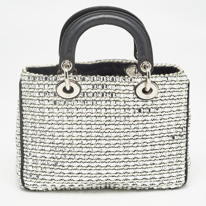 Top quality Dior Black/Silver Tweed and Leather Small issimo Patch Tote