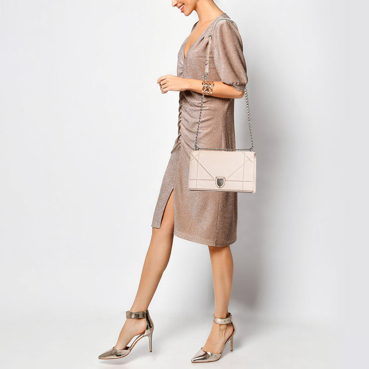 Top quality Dior Light Peach Leather Medium ama Flap Shoulder Bag