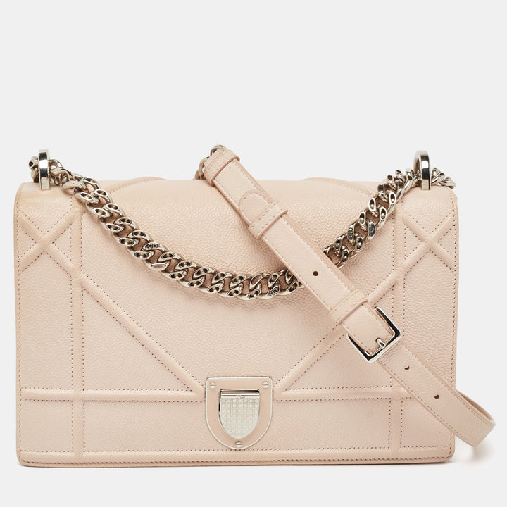 Top quality Dior Light Peach Leather Medium ama Flap Shoulder Bag
