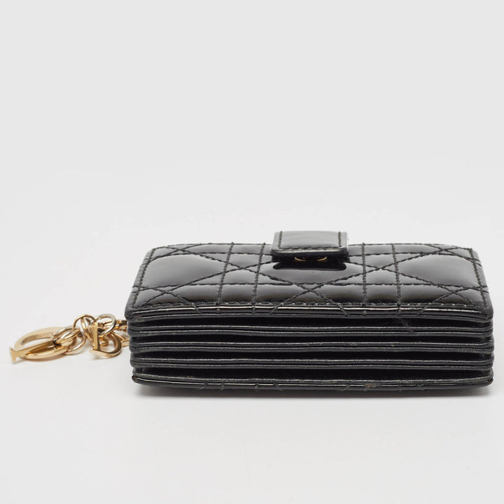 Top quality Dior Black Cannage Patent Leather Lady  5 Gusset Card Holder