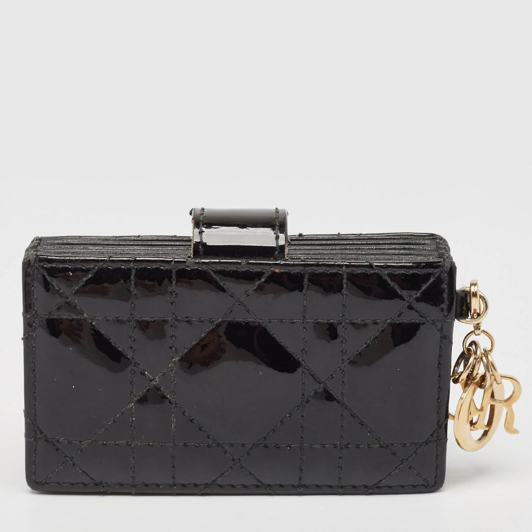 Top quality Dior Black Cannage Patent Leather Lady  5 Gusset Card Holder
