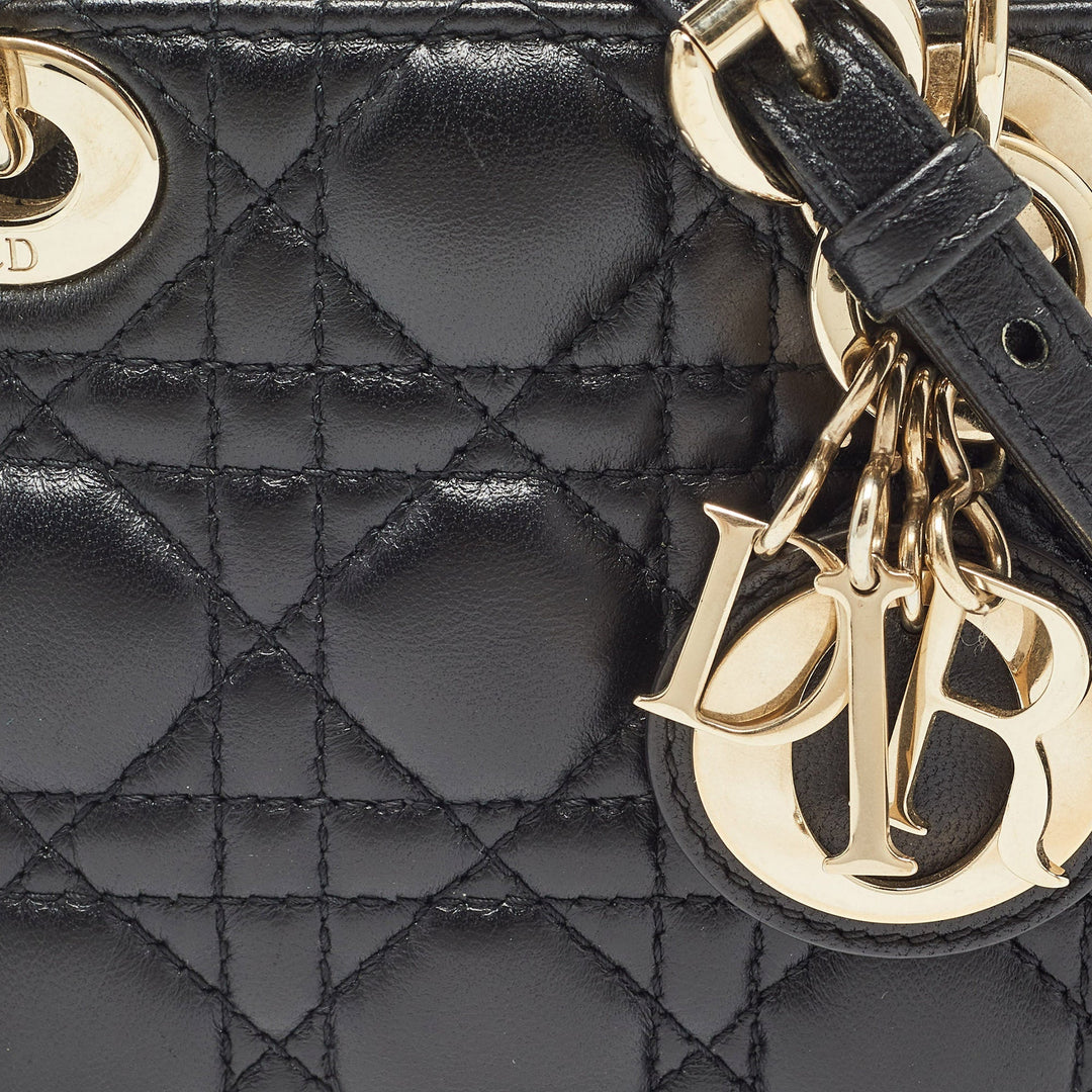 Top quality Dior Black Cannage Leather Micro Lady  Tote
