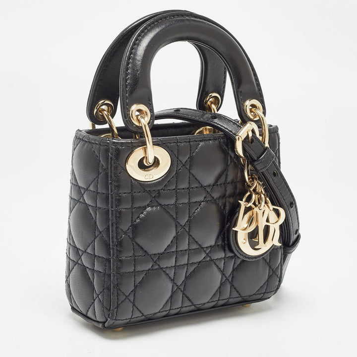 Top quality Dior Black Cannage Leather Micro Lady  Tote