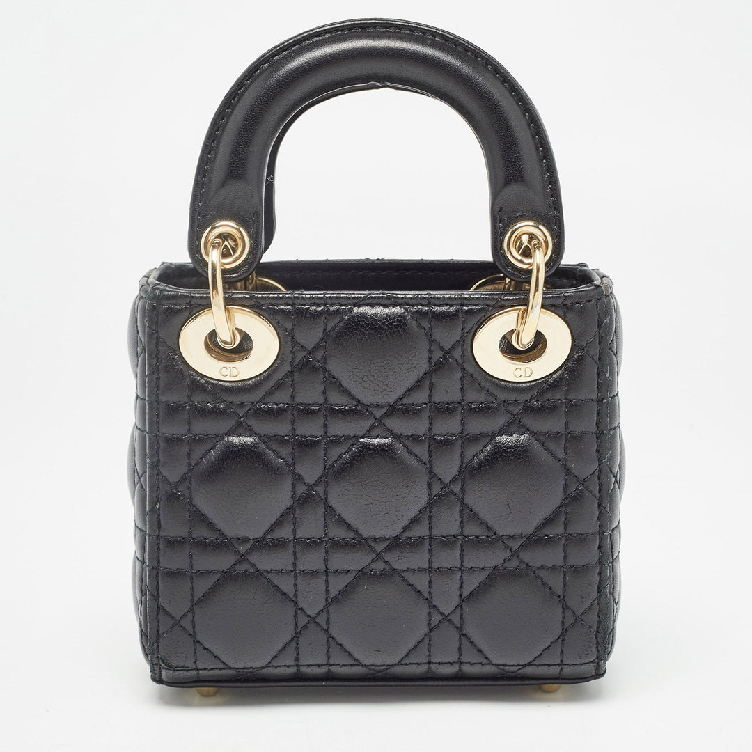 Top quality Dior Black Cannage Leather Micro Lady  Tote
