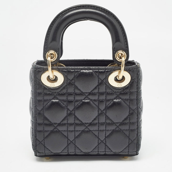 Top quality Dior Black Cannage Leather Micro Lady  Tote