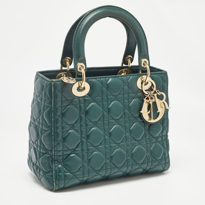 Top quality Dior Green Cannage Leather Medium Lady  Tote