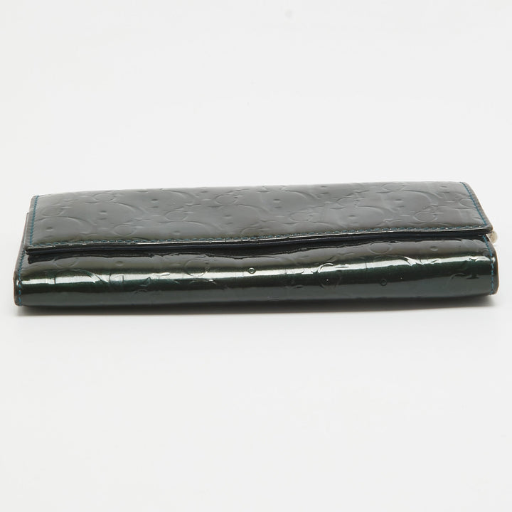 Top quality Dior Green Oblique Embossed Patent Leather Continental Flap Wallet