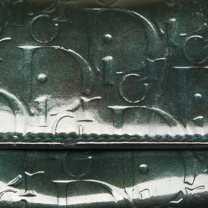 Top quality Dior Green Oblique Embossed Patent Leather Continental Flap Wallet