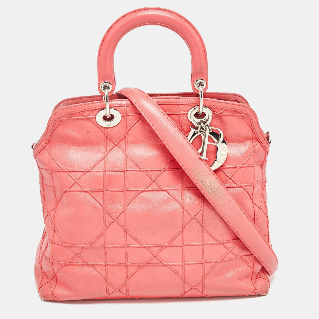 Top quality Dior Coral Pink Cannage Leather Granville Tote