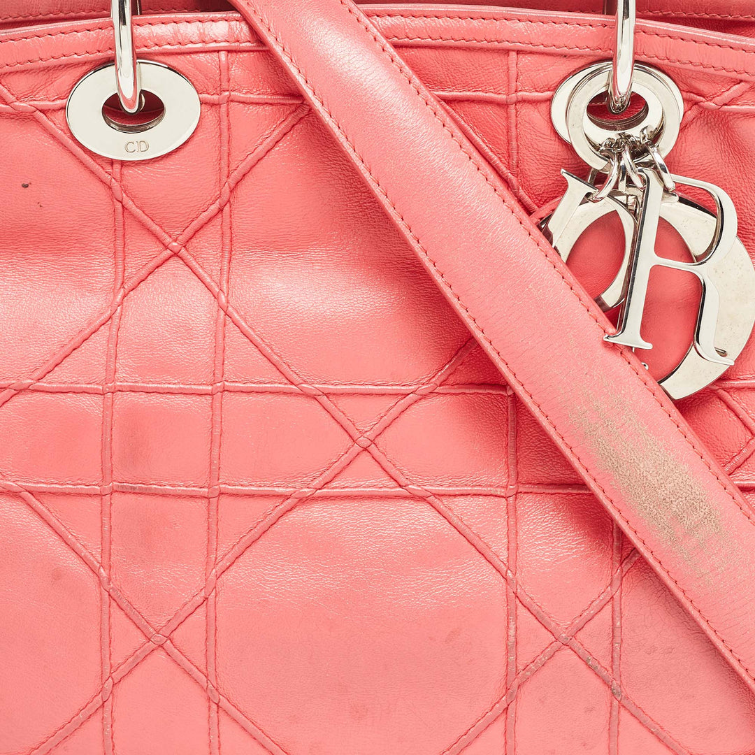 Top quality Dior Coral Pink Cannage Leather Granville Tote