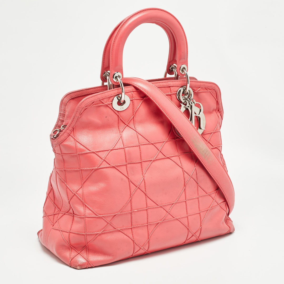 Top quality Dior Coral Pink Cannage Leather Granville Tote