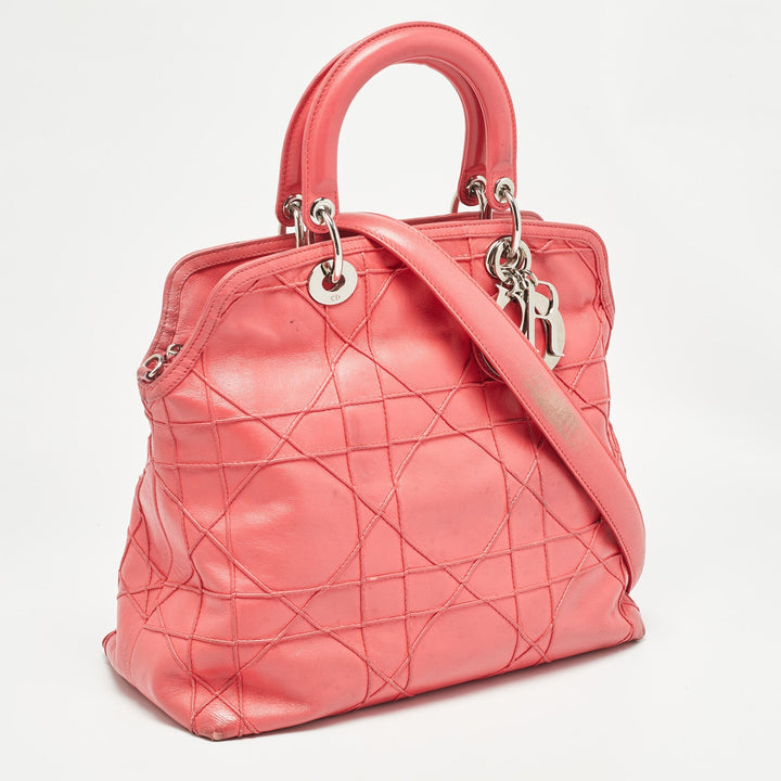 Top quality Dior Coral Pink Cannage Leather Granville Tote