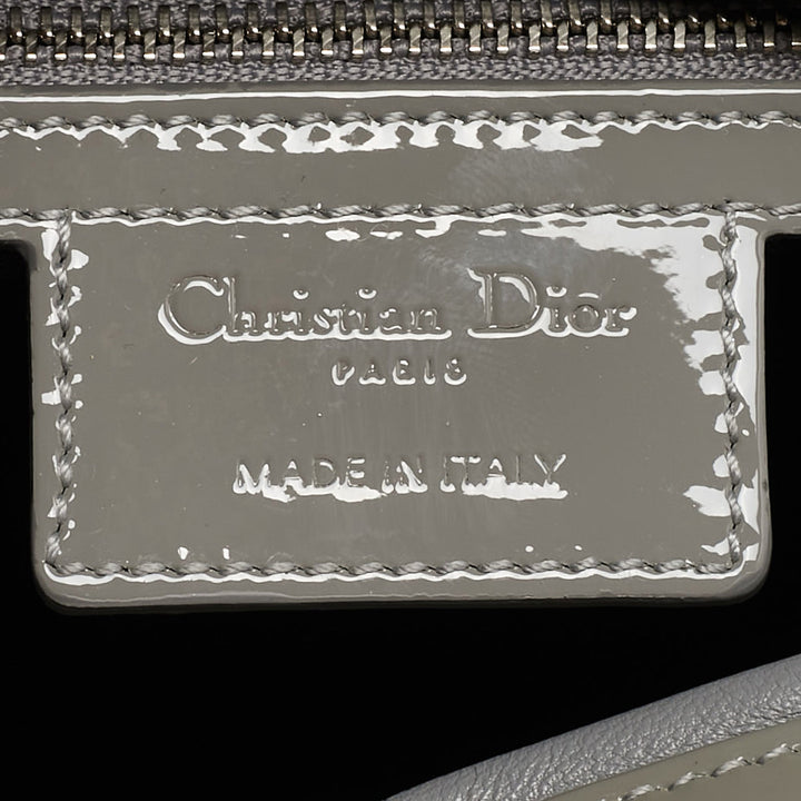 Top quality Dior Grey Cannage Patent Leather Large Lady  Tote