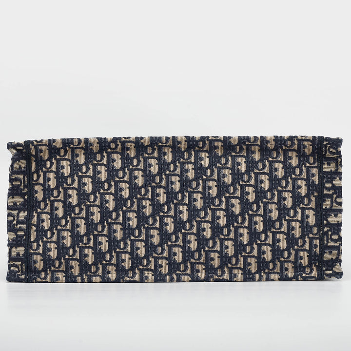 Top quality Dior Navy Blue Oblique Embroidered Canvas Large Book Tote