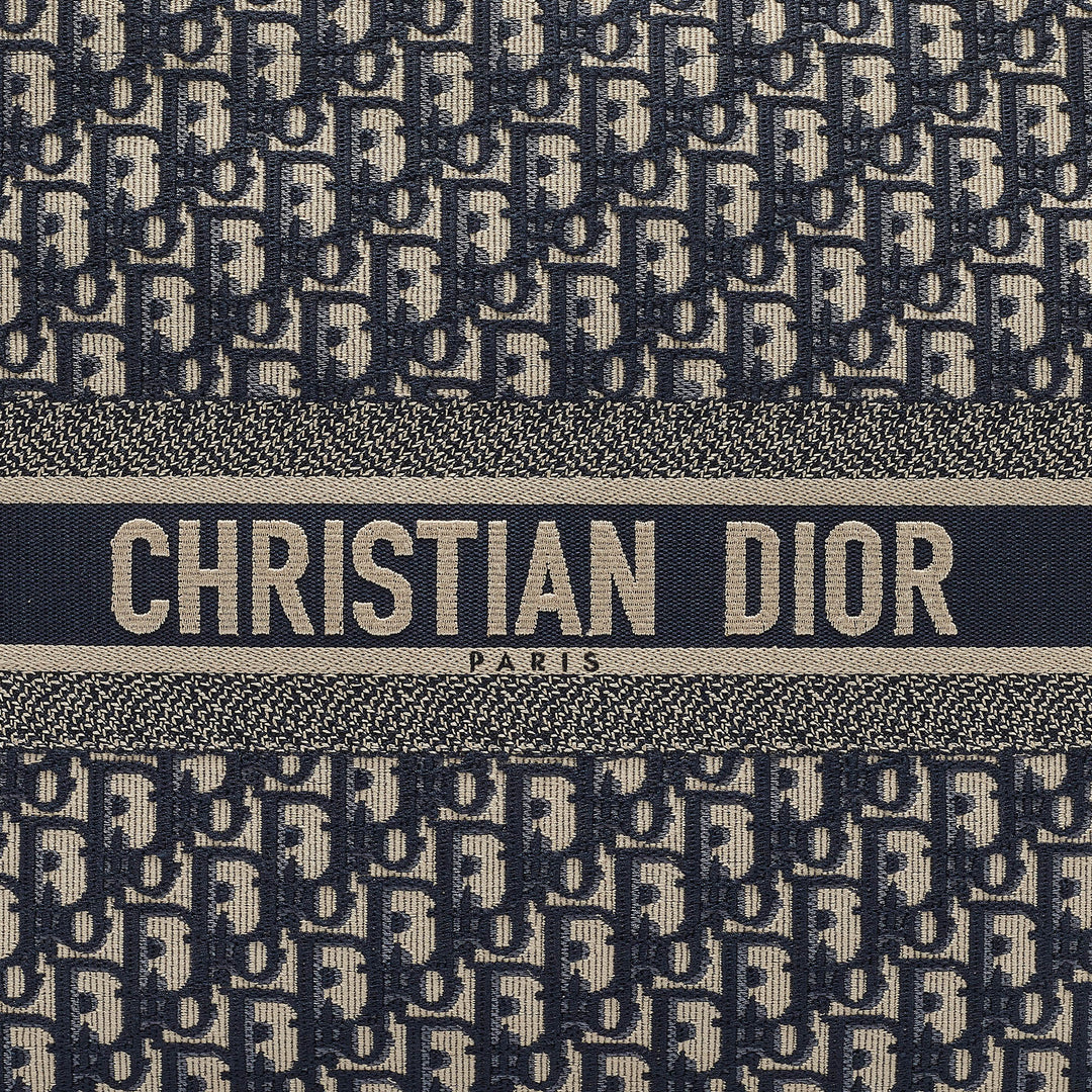 Top quality Dior Navy Blue Oblique Embroidered Canvas Large Book Tote