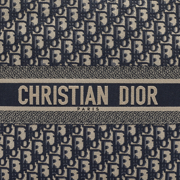 Top quality Dior Navy Blue Oblique Embroidered Canvas Large Book Tote