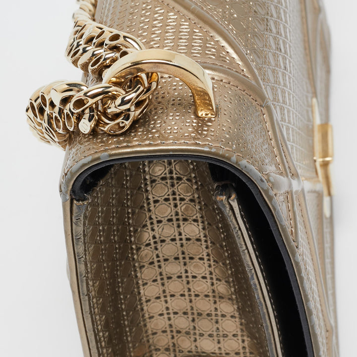 Top quality Dior Gold Microcannage Patent Leather Medium ama Shoulder Bag