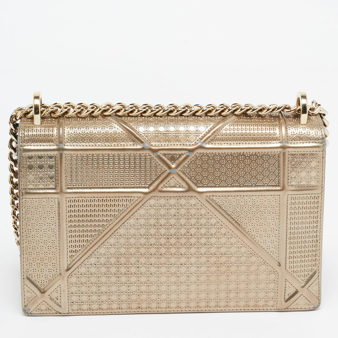 Top quality Dior Gold Microcannage Patent Leather Medium ama Shoulder Bag