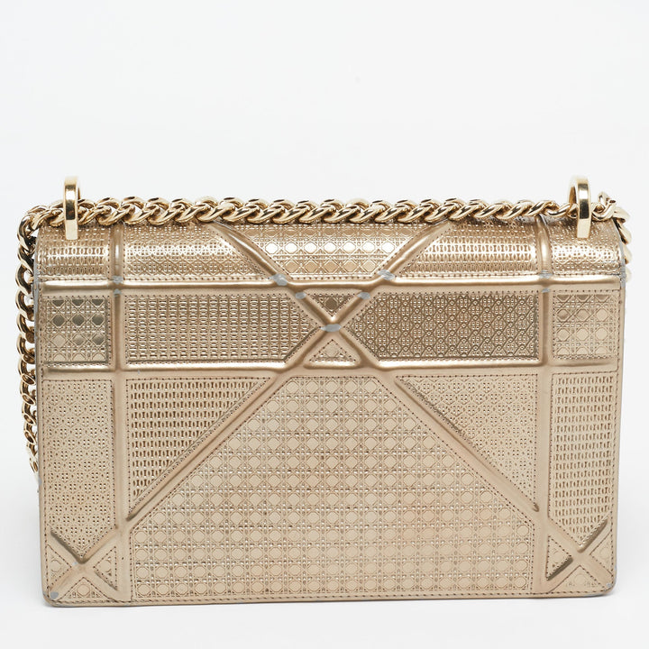Top quality Dior Gold Microcannage Patent Leather Medium ama Shoulder Bag