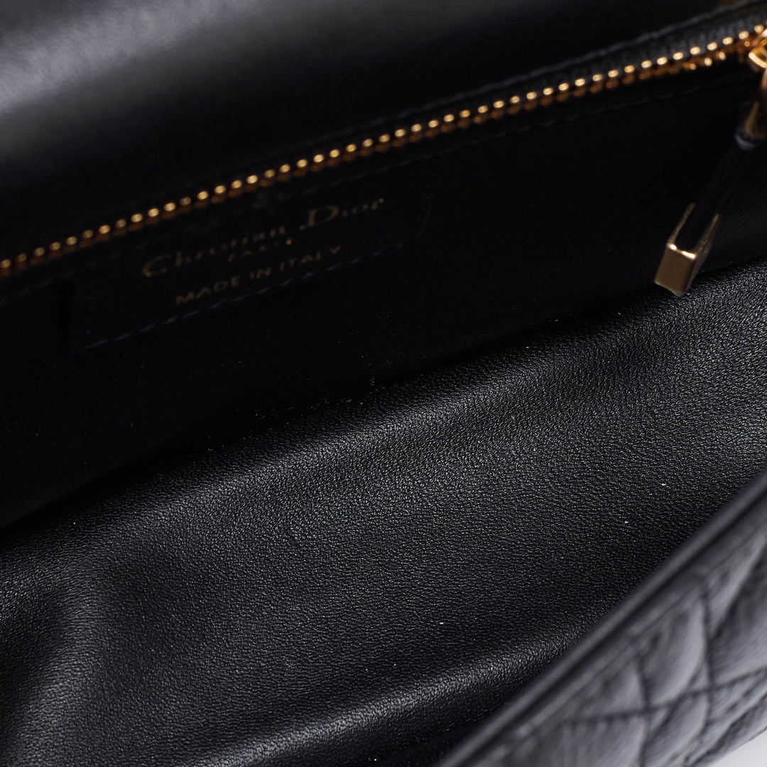 Top quality Dior Black Cannage Leather Small Caro Shoulder Bag