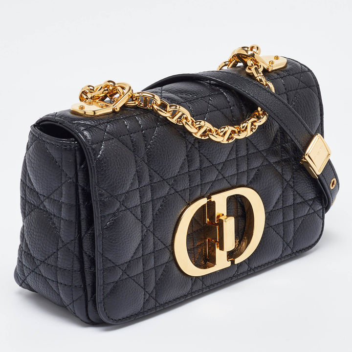 Top quality Dior Black Cannage Leather Small Caro Shoulder Bag