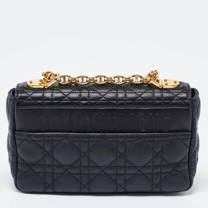 Top quality Dior Black Cannage Leather Small Caro Shoulder Bag