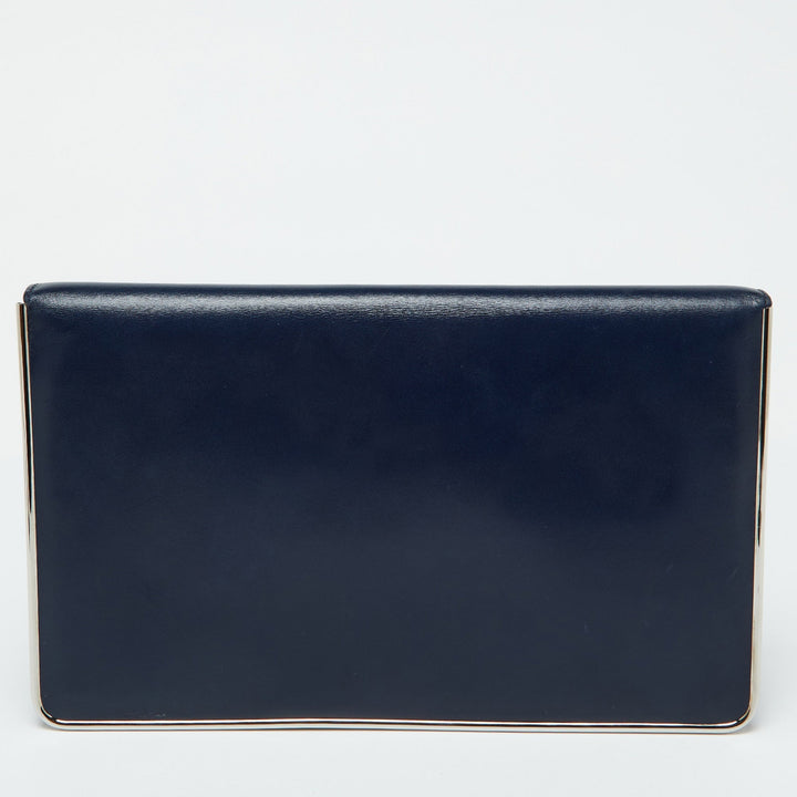Top quality Dior Blue Leather Metal Flap Clutch